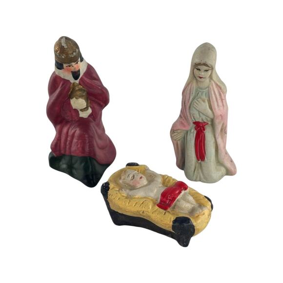 Vintage Hand-Painted Bisque Mini Nativity Figurines Christmas Decor - Picture 6 of 13